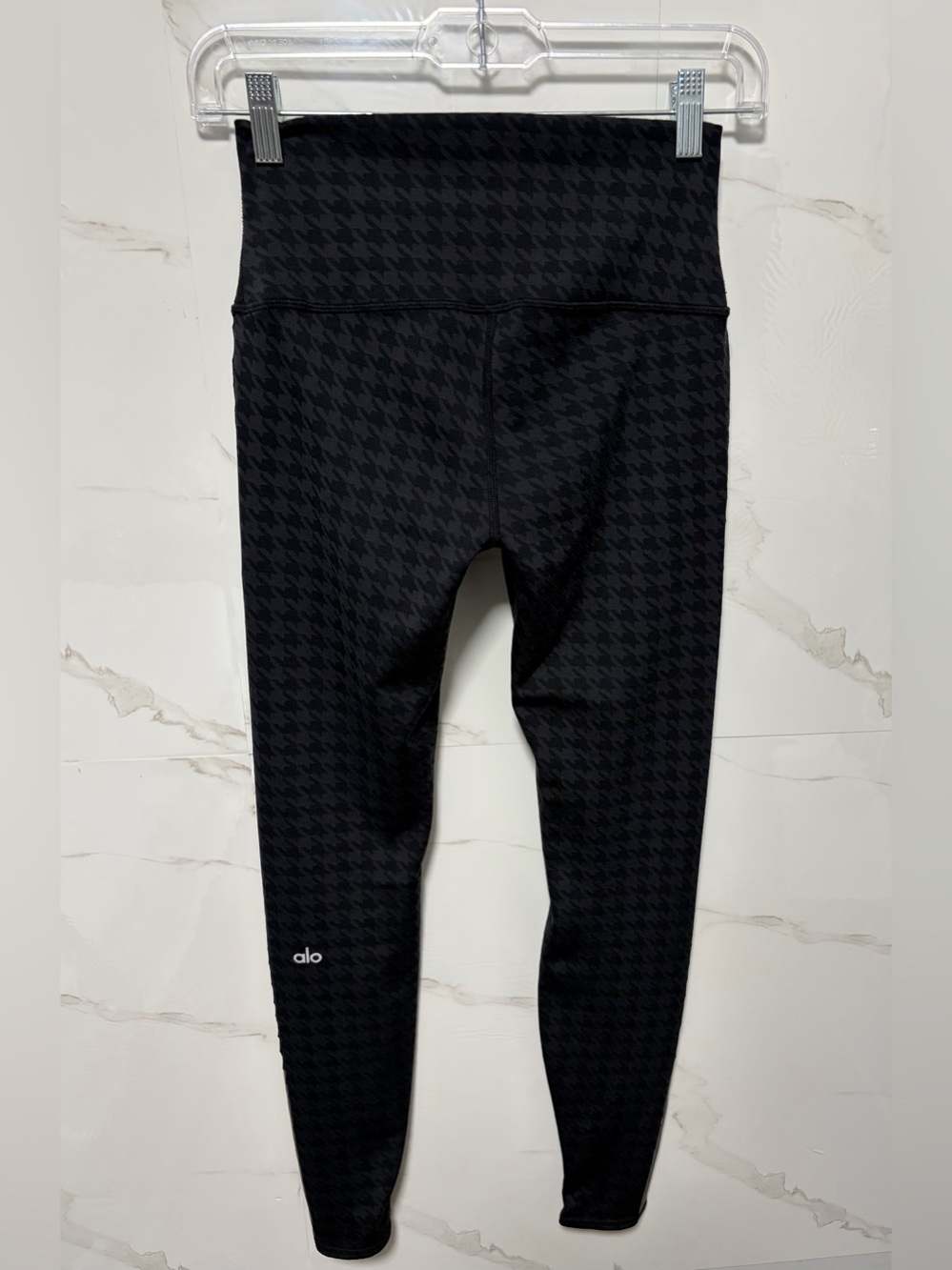 ALO Black Jacquard Houndstooth High Waist Stripe Leggings Size S